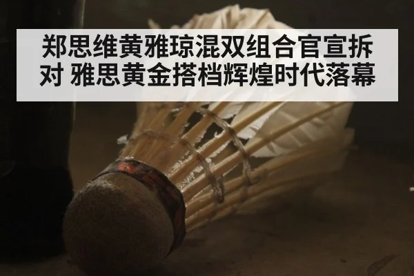 郑思维黄雅琼混双组合官宣拆对 雅思黄金搭档辉煌时代落幕